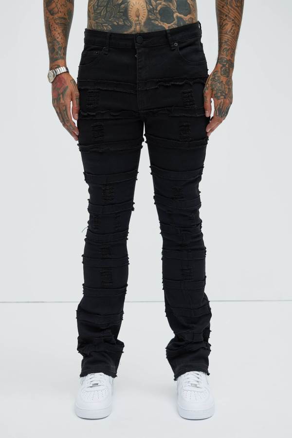 Black Fashion Nova More Than You Frayed Slim Flare Men Jeans USA | 706154IEU