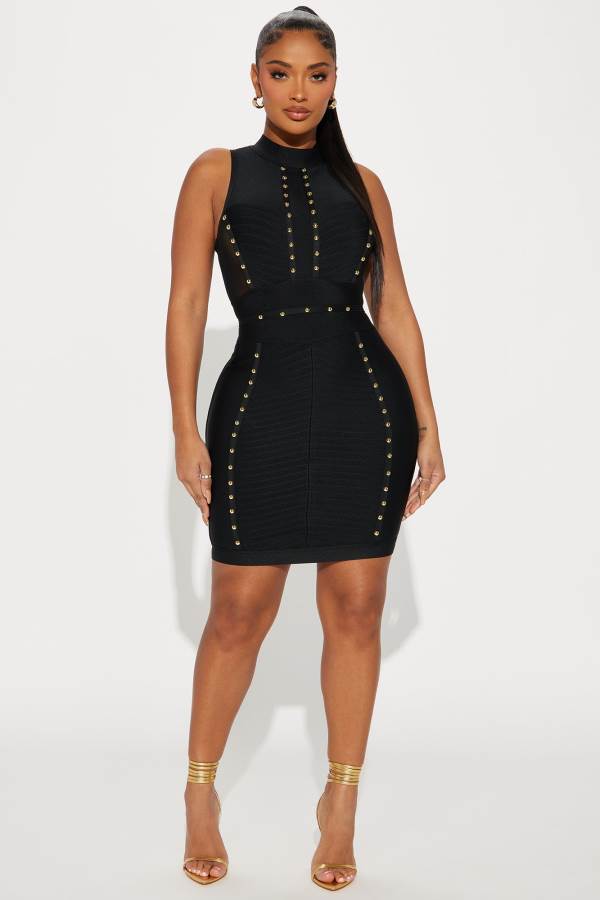 Black Fashion Nova Nadia Bandage Mini Women Dress USA | 259408SLO