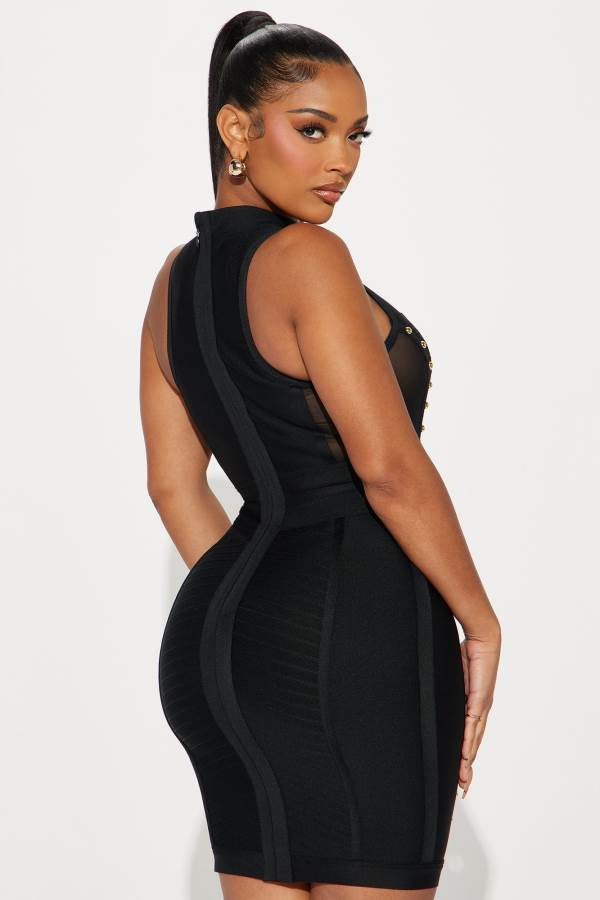 Black Fashion Nova Nadia Bandage Mini Women Dress USA | 259408SLO