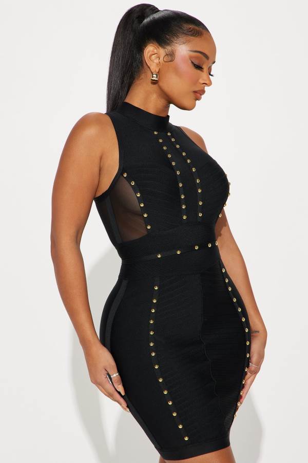 Black Fashion Nova Nadia Bandage Mini Women Dress USA | 259408SLO