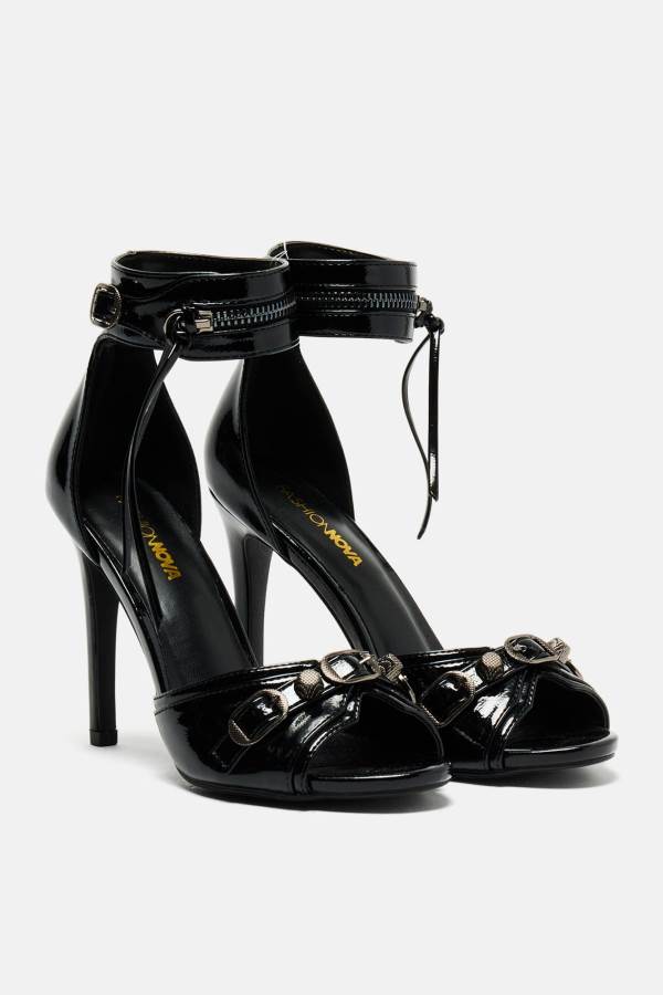 Black Fashion Nova New Visions Heeled Women Sandals USA | 174502IKV