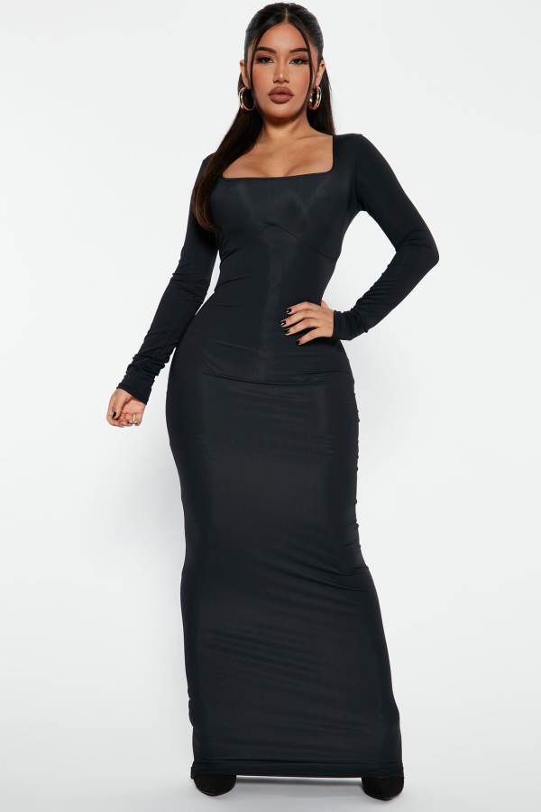 Black Fashion Nova Noelle Maxi Women Dress USA | 370462XSW