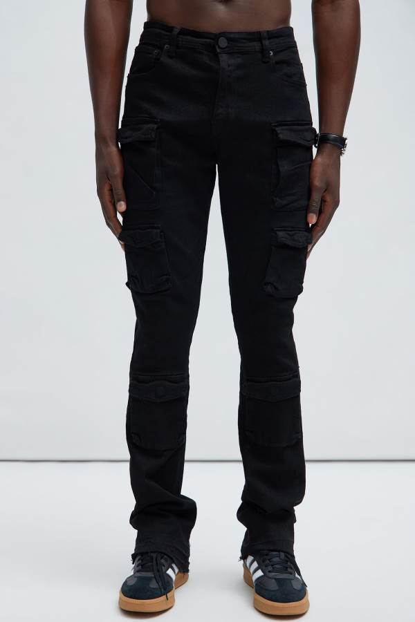 Black Fashion Nova On Repeat Cargo Flare Men Pants USA | 762489CIM