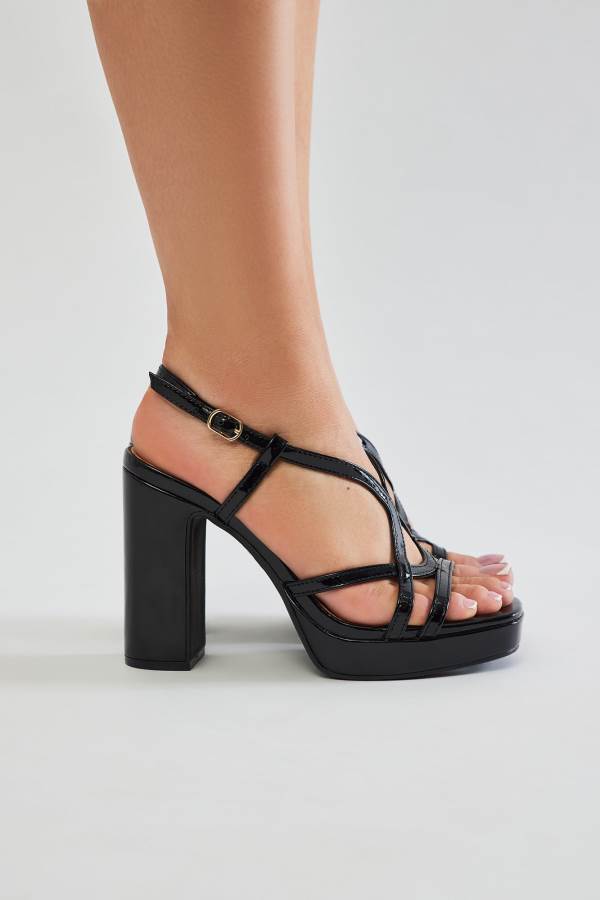 Black Fashion Nova Preslie Heeled Women Sandals USA | 609357SAJ