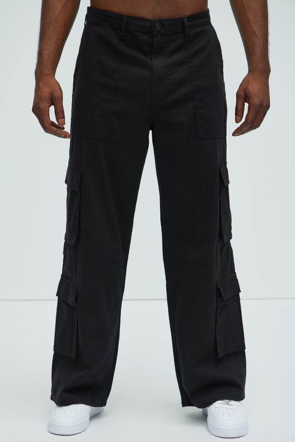 Black Fashion Nova Relic Wide Leg Cargo Men Pants USA | 025376CXQ