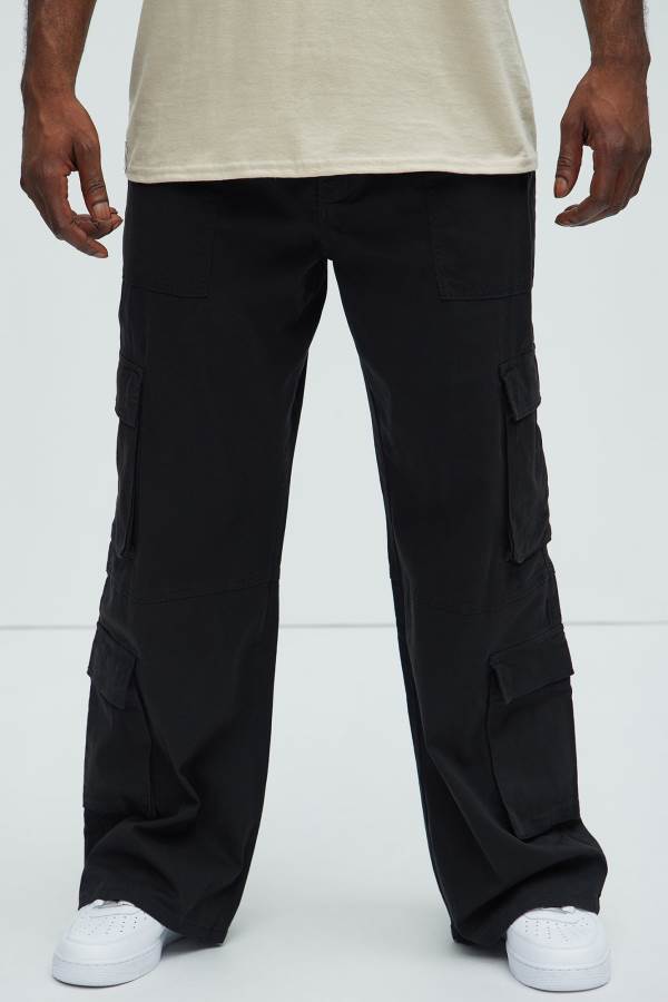 Black Fashion Nova Relic Wide Leg Cargo Men Pants USA | 025376CXQ