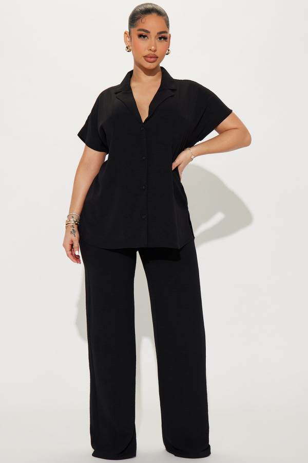 Black Fashion Nova Roxanne Pant Set Women Pants USA | 521387FMA