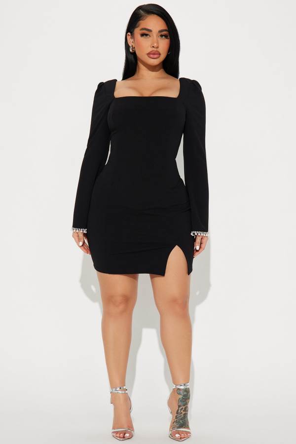 Black Fashion Nova Savanna Mini Women Dress USA | 546873RDE