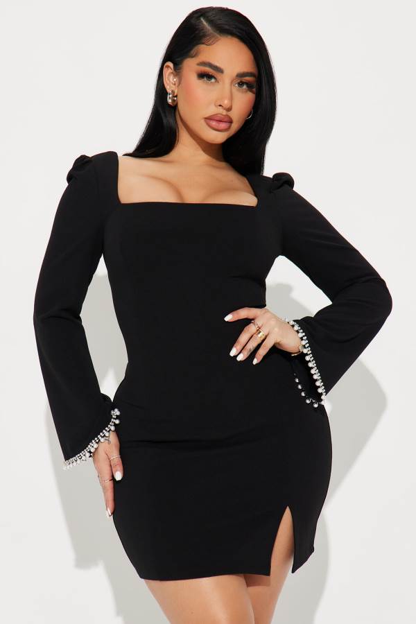 Black Fashion Nova Savanna Mini Women Dress USA | 546873RDE