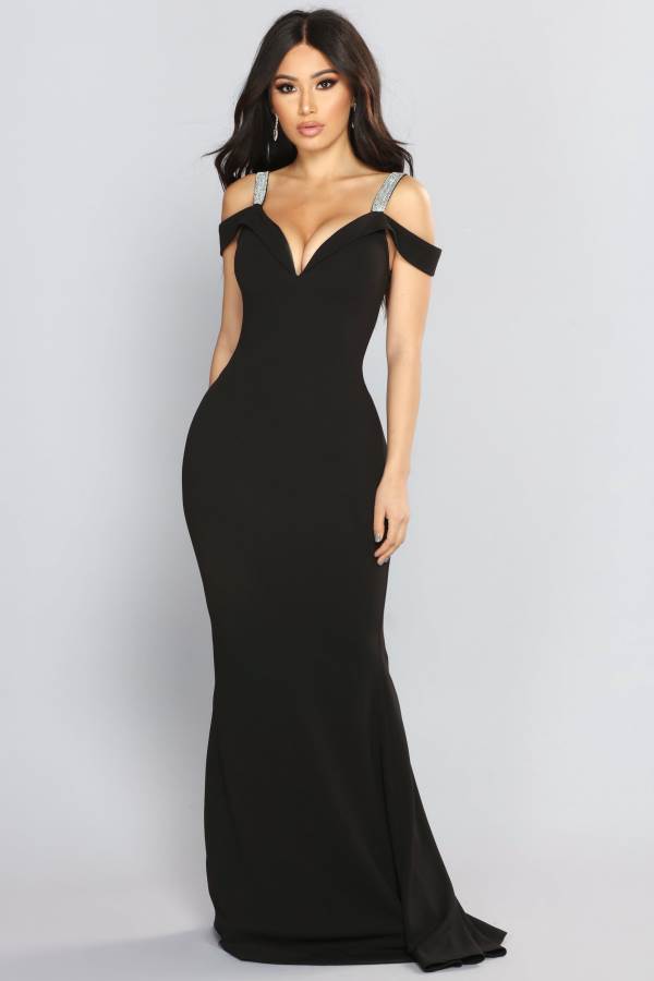 Black Fashion Nova So Gorgeous Rhinestone Women Dress USA | 462701HPI