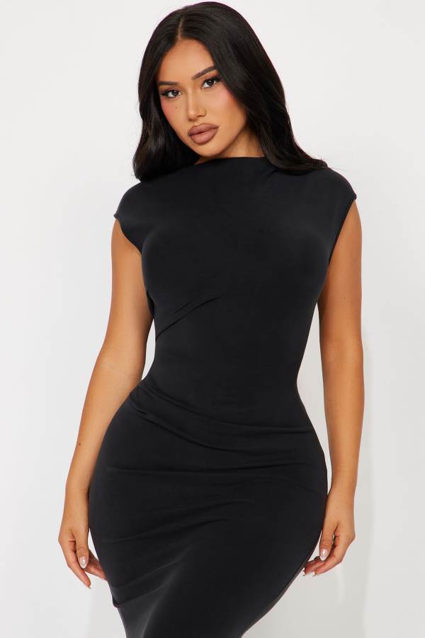 Black Fashion Nova So Sophisticated Maxi Women Dress USA | 041937KRP