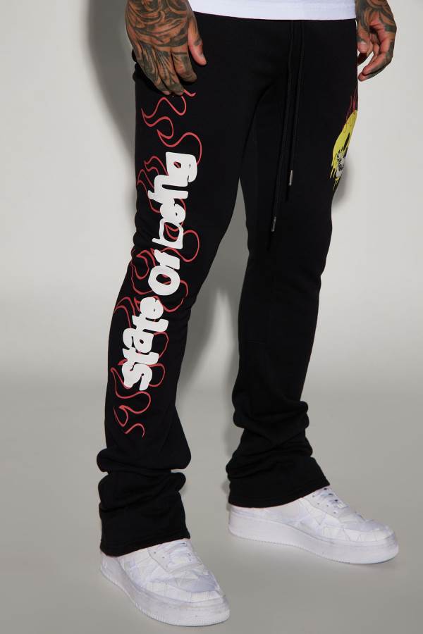 Black Fashion Nova State Of Being Flared Men Sweatpants USA | 405728PFD