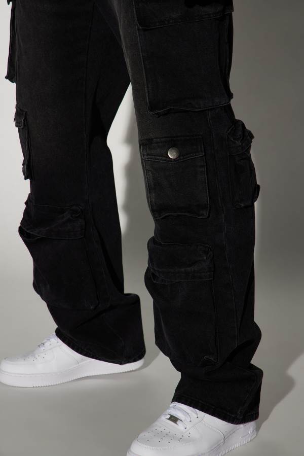 Black Fashion Nova Stay Looking Rigid Carpenter Men Jeans USA | 049826CDI