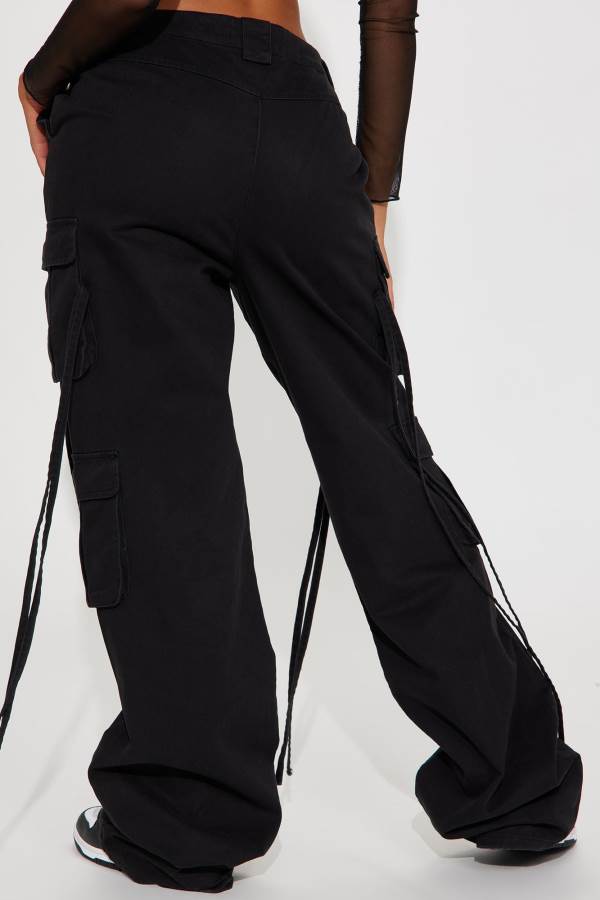 Black Fashion Nova Tall Golden Hour Wide Leg Cargo Women Pants USA | 037564YGA