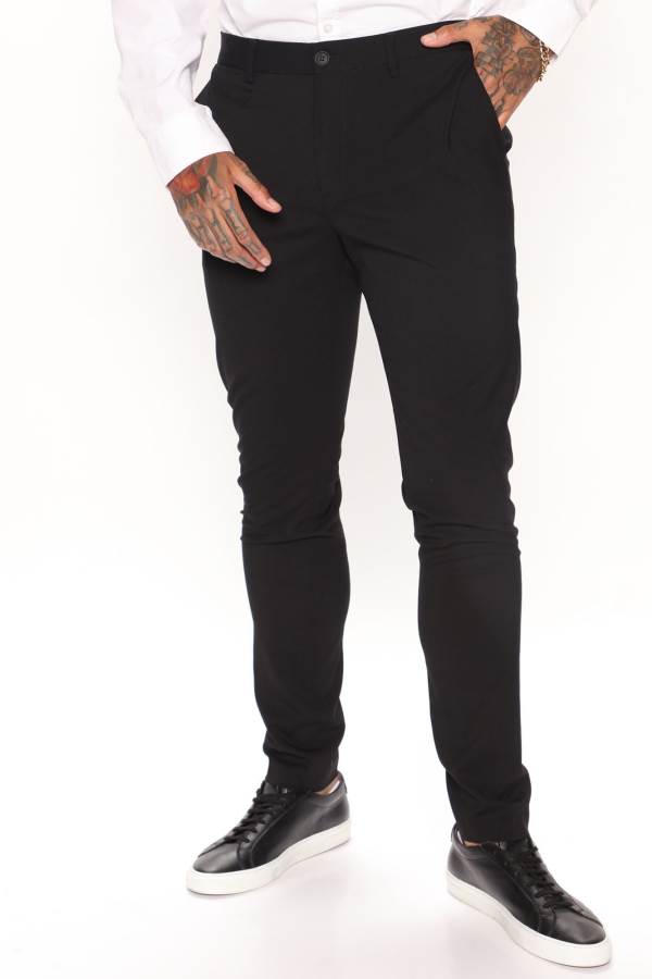 Black Fashion Nova Tall Modern Stretch Slim Men Pants USA | 698174AWM