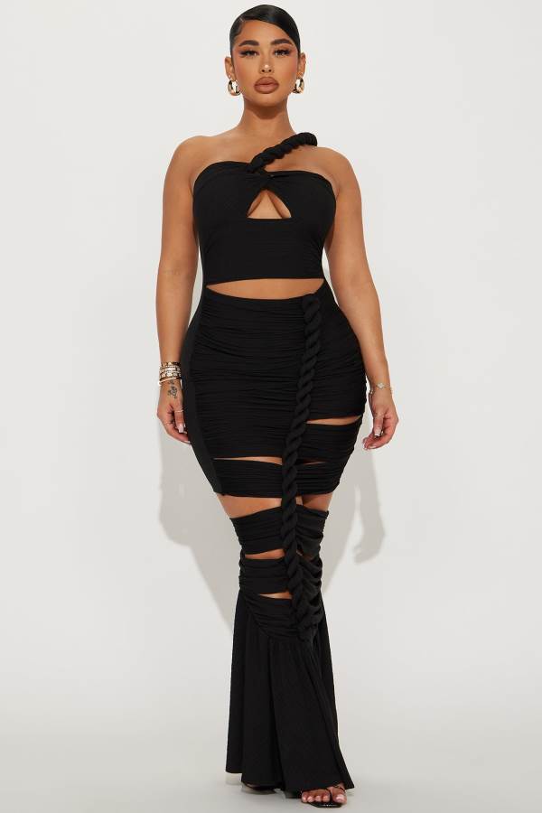 Black Fashion Nova Twist It Up Maxi Women Dress USA | 306947GHE