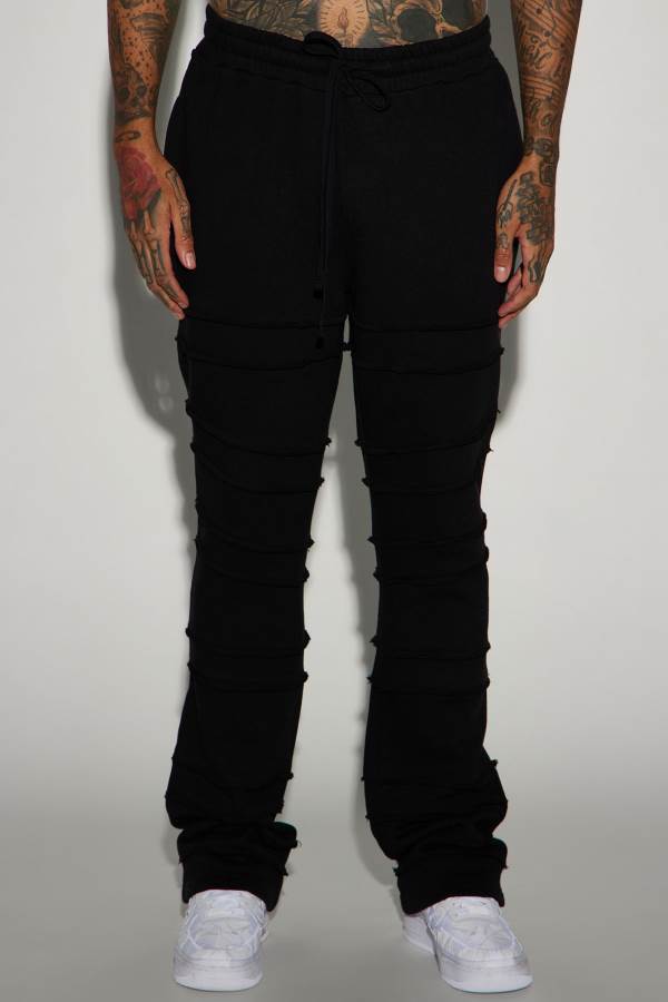 Black Fashion Nova Tyson About Fray Flared Men Sweatpants USA | 305241GTZ