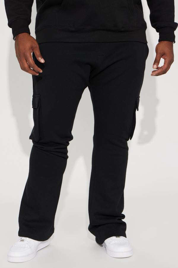 Black Fashion Nova Tyson Cargo Skinny Flared Men Sweatpants USA | 736420MSY