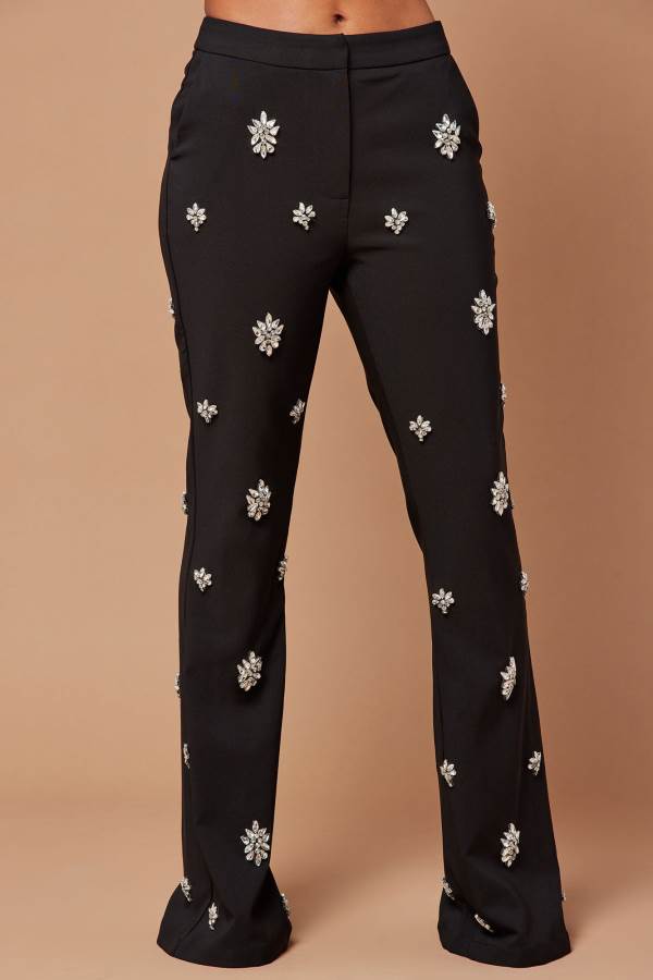 Black Fashion Nova Verona Embellished Women Pants USA | 689571XFC