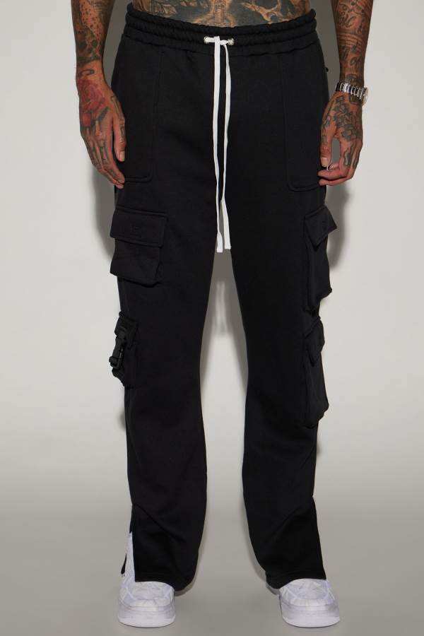 Black Fashion Nova When I Come Around Cargo Men Sweatpants USA | 156874XSV