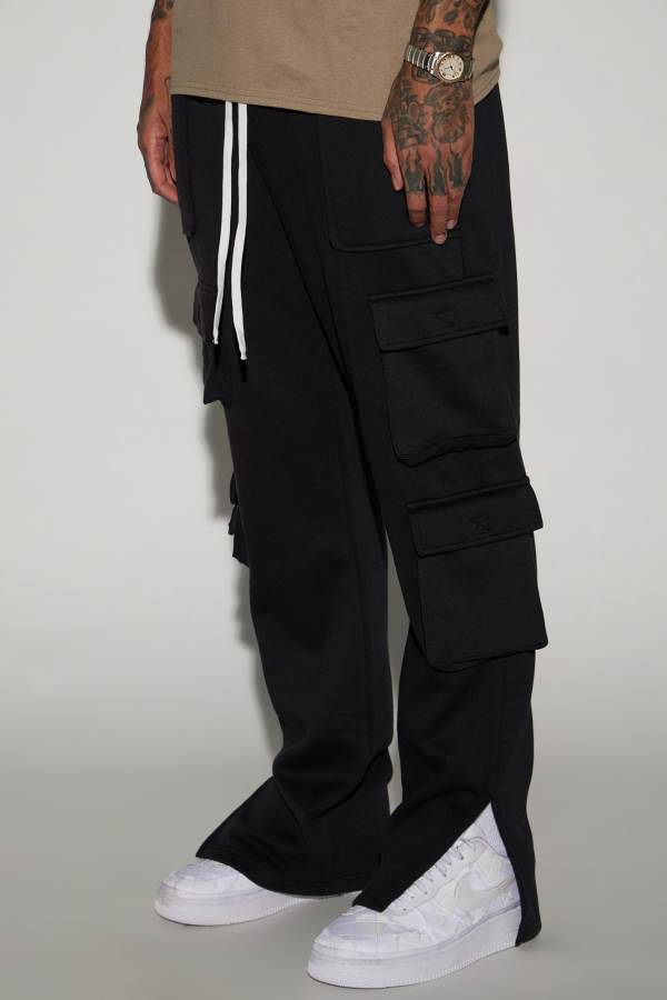 Black Fashion Nova When I Come Around Cargo Men Sweatpants USA | 156874XSV