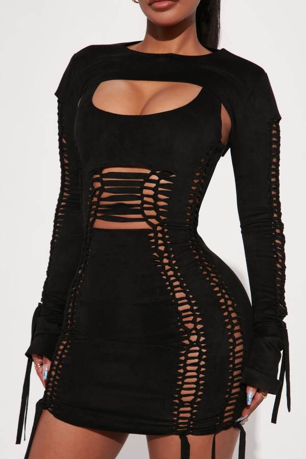 Black Fashion Nova Yovanna Mini Set Women Dress USA | 249013CMX