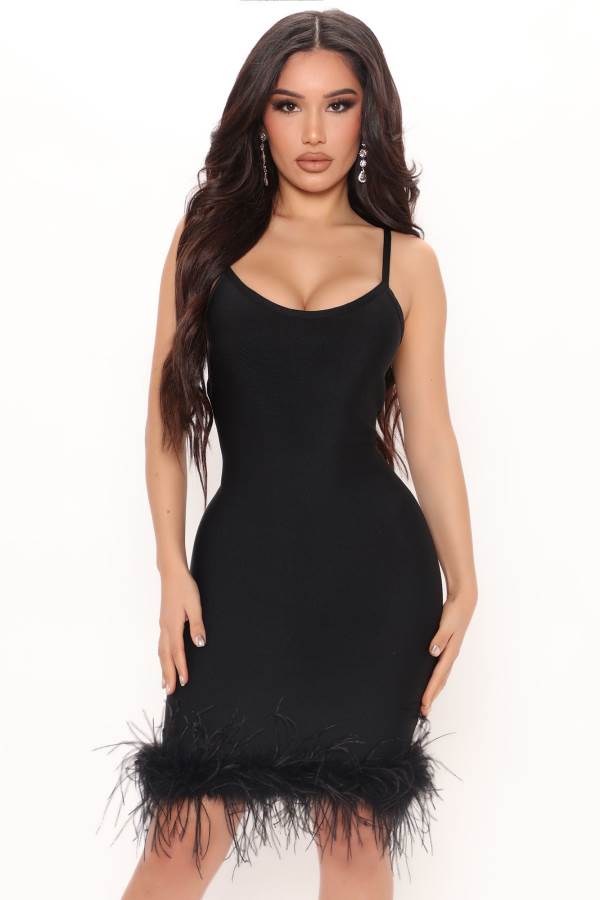 Black Fashion Nova Yvana Bandage Mini Women Dress USA | 490821EDH