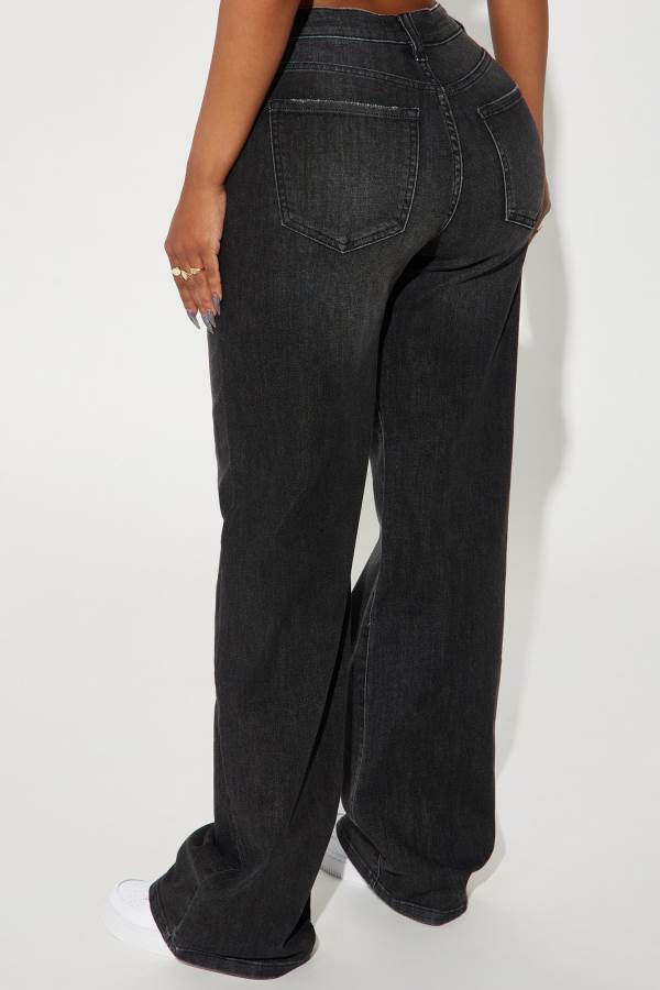 Black Wash Fashion Nova Bellissima Basic Stretch Straight Leg Women Jeans USA | 317089CDI