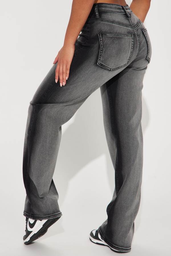 Black Wash Fashion Nova For The Streets Stretch Straight Leg Women Jeans USA | 407693DXO