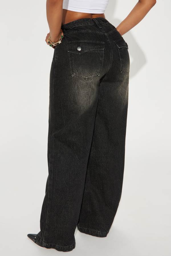 Black Wash Fashion Nova Wouldn't Mind Tinted Baggy Women Jeans USA | 416920WHI