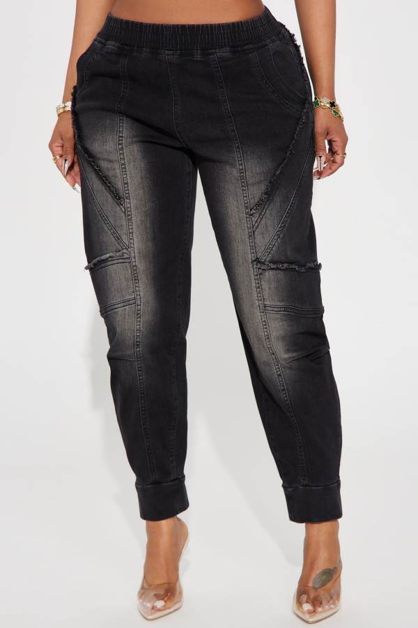 Black Wash Fashion Nova You Know Better Jogger Women Jeans USA | 076928KBU