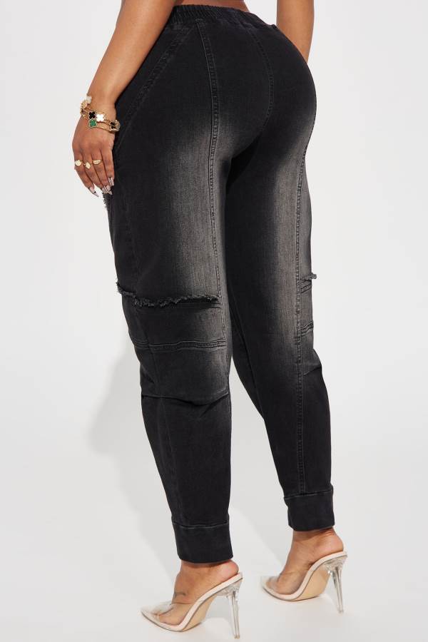 Black Wash Fashion Nova You Know Better Jogger Women Jeans USA | 076928KBU