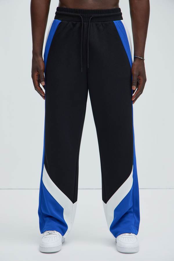 Black / Blue Fashion Nova Dune Relaxed Track Men Pants USA | 750382XTA