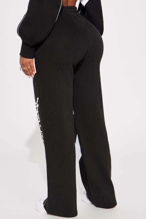 Black / White Fashion Nova New York Baddie Wide Leg Women Pants USA | 821645OQS