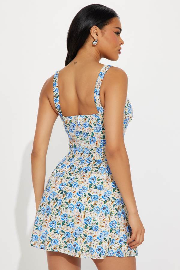 Blue Fashion Nova Azure Blossom Mini Women Dress USA | 594130IAP