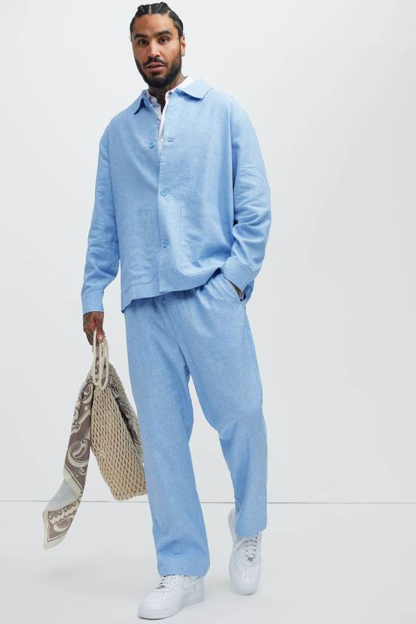 Blue Fashion Nova Bahamas Linen Men Pants USA | 892476ZSR