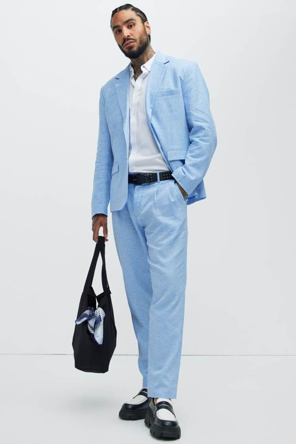 Blue Fashion Nova Bahamas Pleated Linen Men Pants USA | 736125IRF