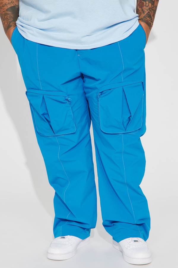 Blue Fashion Nova I'll Be Back Nylon Cargo Zipper Men Pants USA | 293670SQM