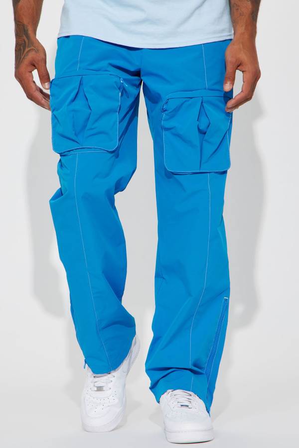 Blue Fashion Nova I\'ll Be Back Nylon Cargo Zipper Men Pants USA | 293670SQM