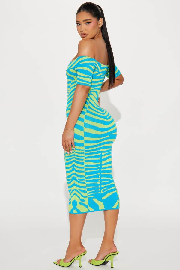 Blue Fashion Nova In The Wild Sweater Midi Women Dress USA | 407956YPK