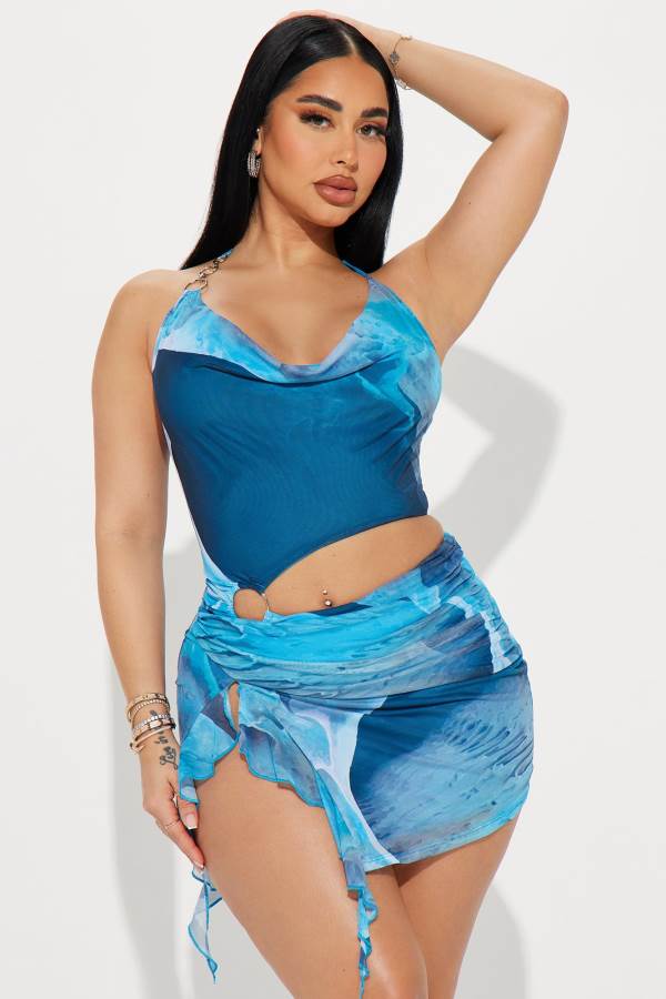 Blue Fashion Nova In Your Dreams Mesh Mini Women Dress USA | 931482QXZ