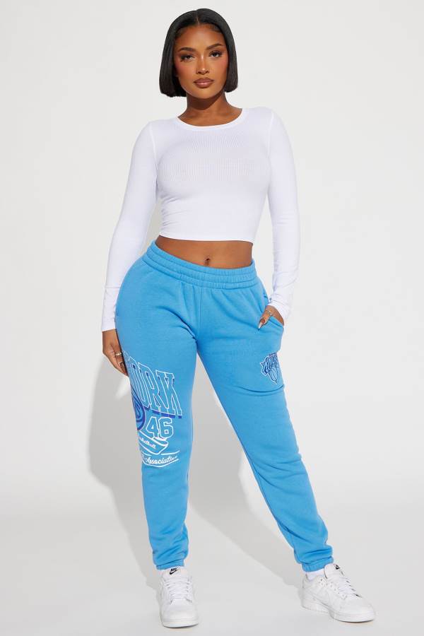 Blue Fashion Nova Knicks Classic Jogger Women Pants USA | 024178OLU