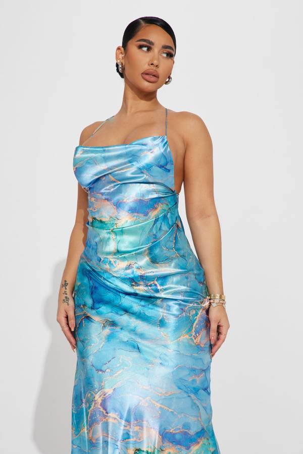 Blue Fashion Nova La Rochelle Maxi Women Dress USA | 135072MCD