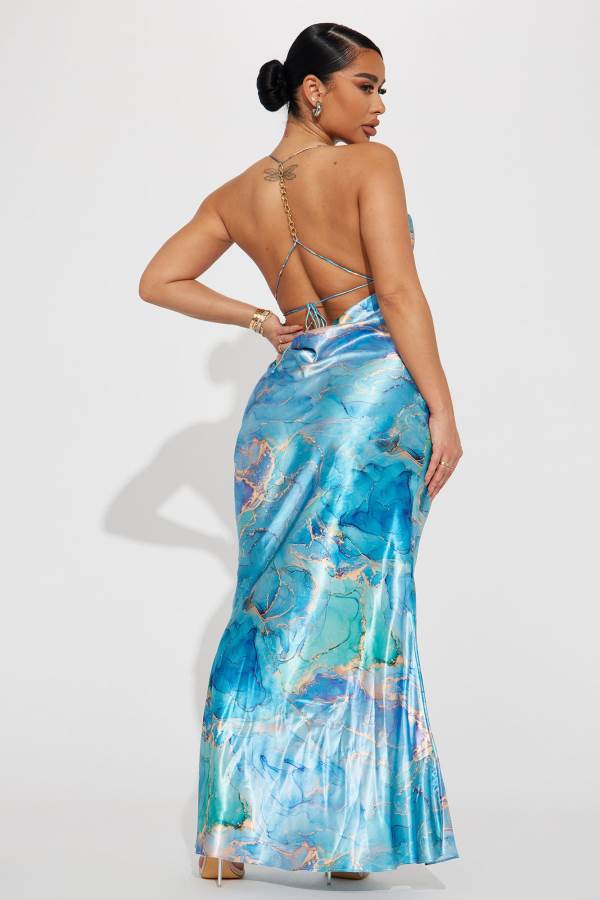 Blue Fashion Nova La Rochelle Maxi Women Dress USA | 135072MCD