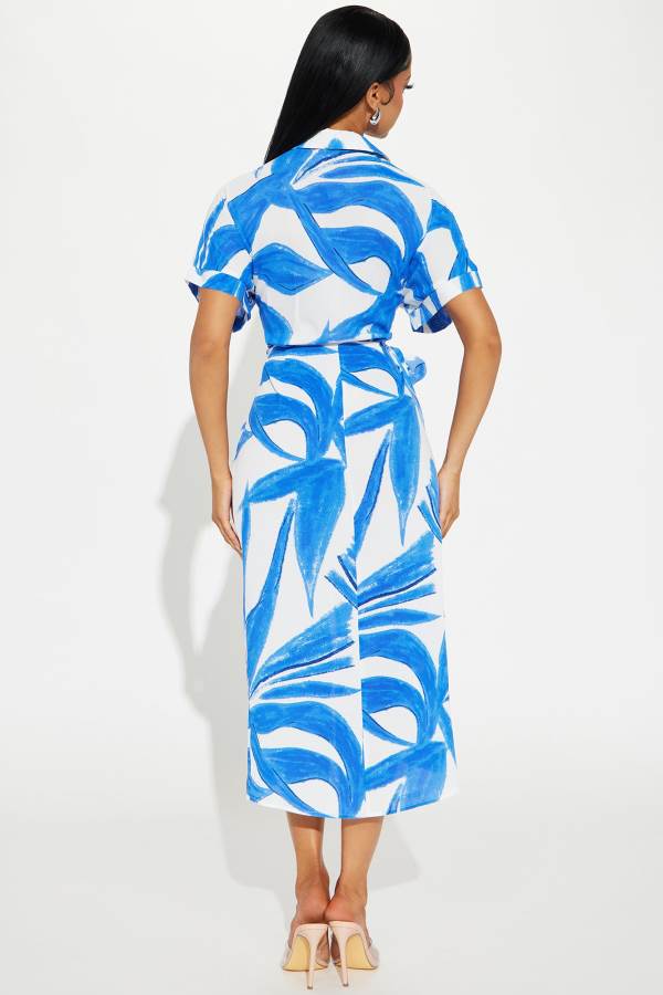 Blue Fashion Nova Paradise Challis Midi Women Dress USA | 517493WGN