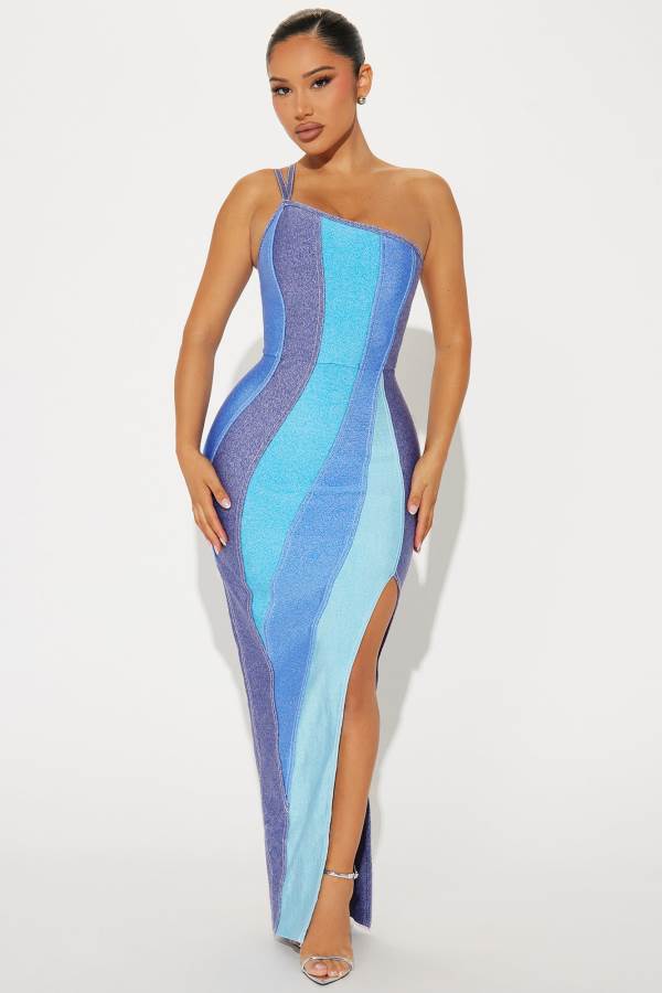 Blue Fashion Nova Rio Dreams Bandage Maxi Women Dress USA | 589437CSN