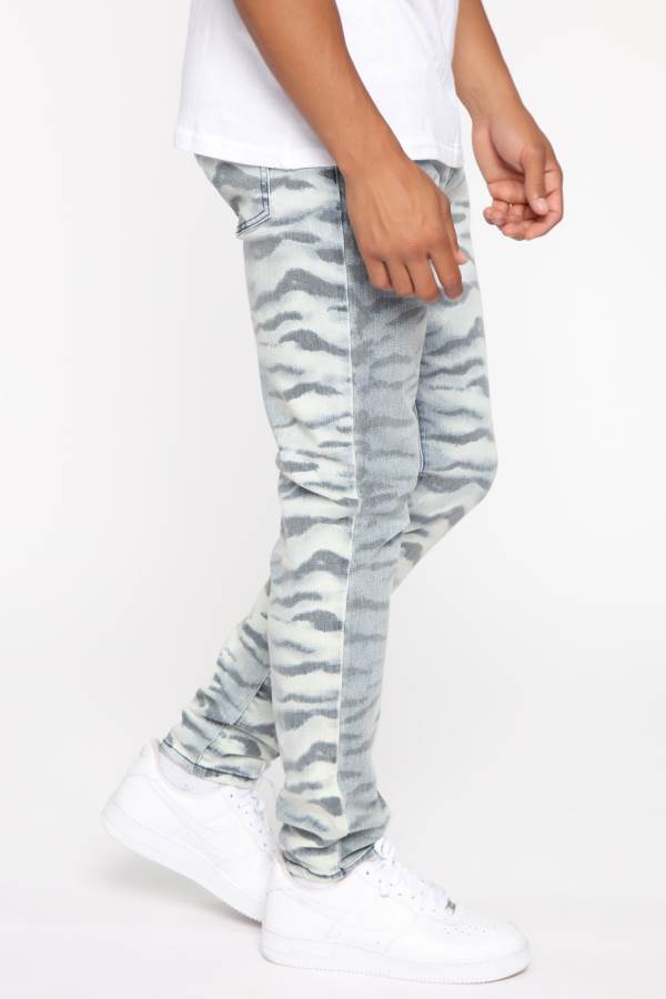 Blue Fashion Nova Tiger Stripe Skinny Men Jeans USA | 306527RKL