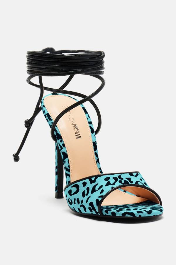 Blue Fashion Nova Wild Ones Wrap Up Heeled Women Sandals USA | 450127BNC