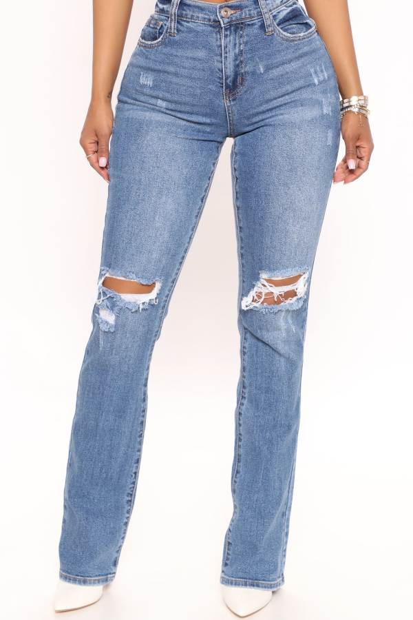 Blue Wash Fashion Nova Babetown Bootcut Women Jeans USA | 364185WDR