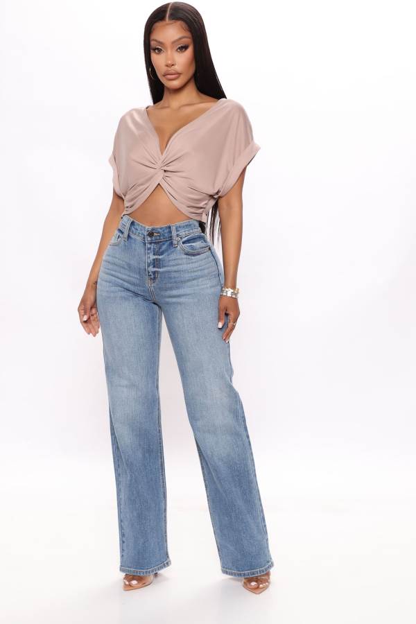 Blue Wash Fashion Nova Be Authentic Slouchy Stretch Straight Leg Women Jeans USA | 236495IYL